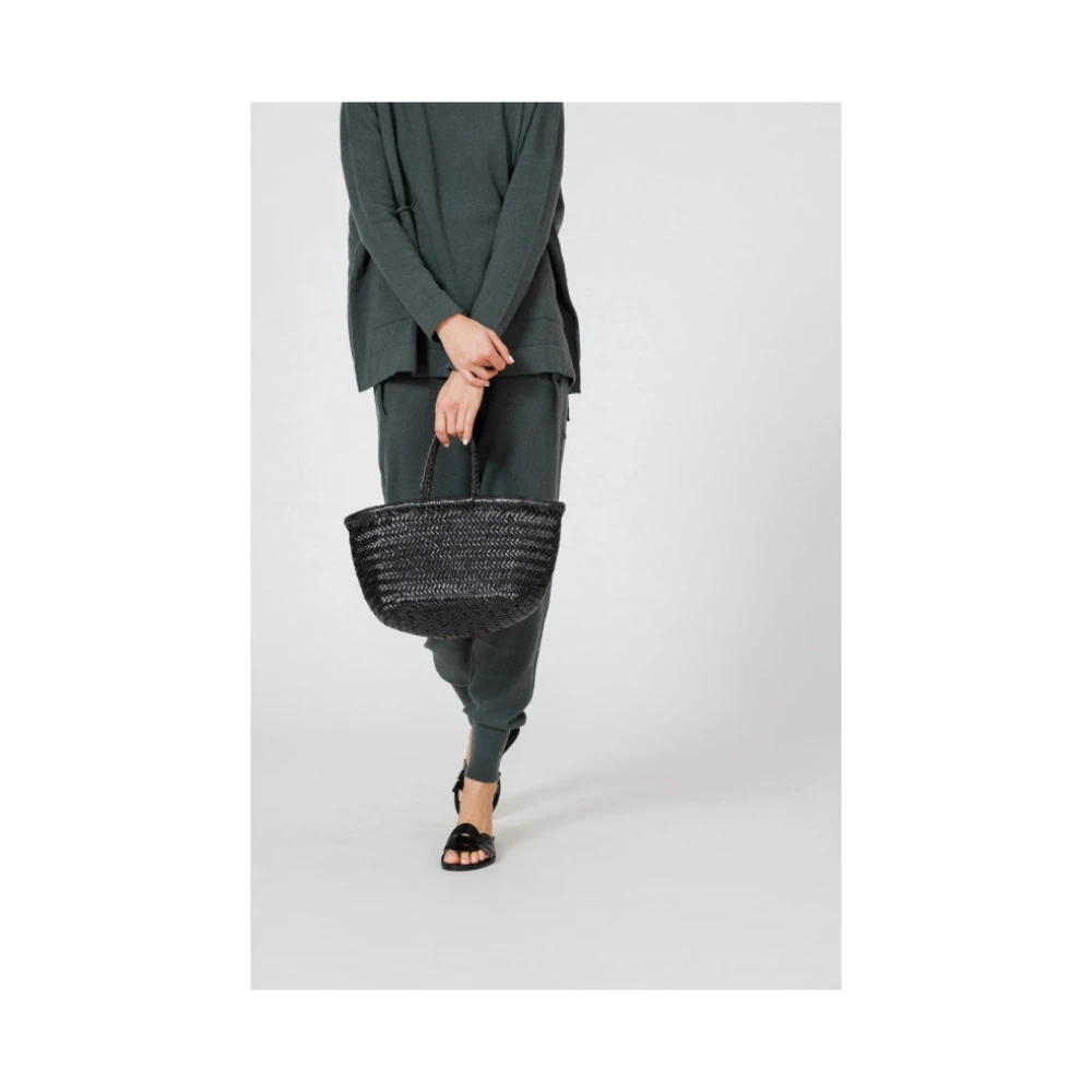 Dragon Diffusion Handgeweven leren tas Black Dames