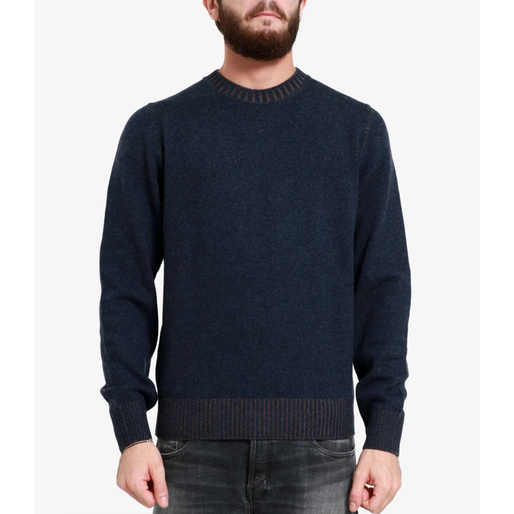 Gran Sasso Luxe Wollen Blend Trui Blue Heren