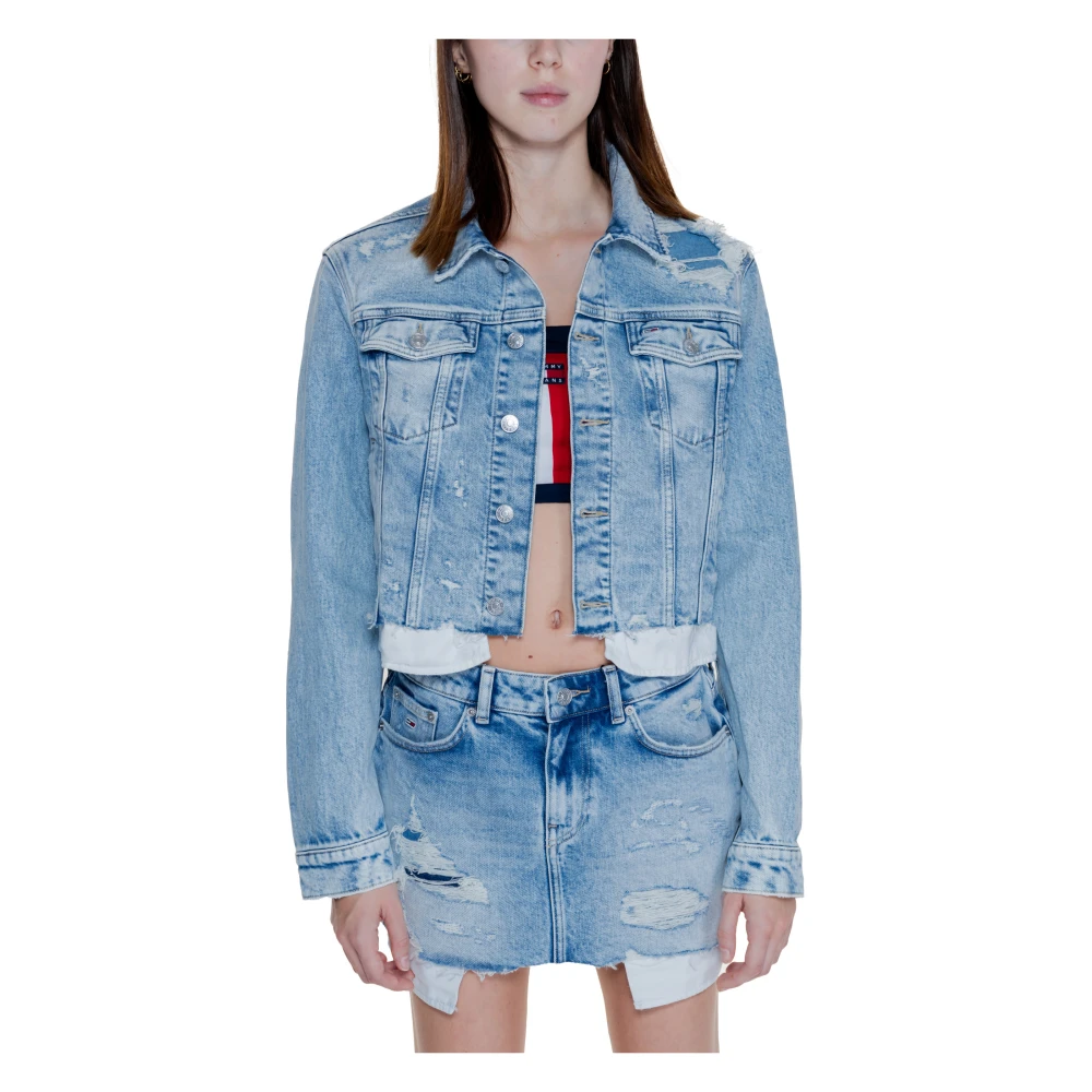 Tommy Jeans Stijlvolle Damesjas Katoenmix Blue Dames