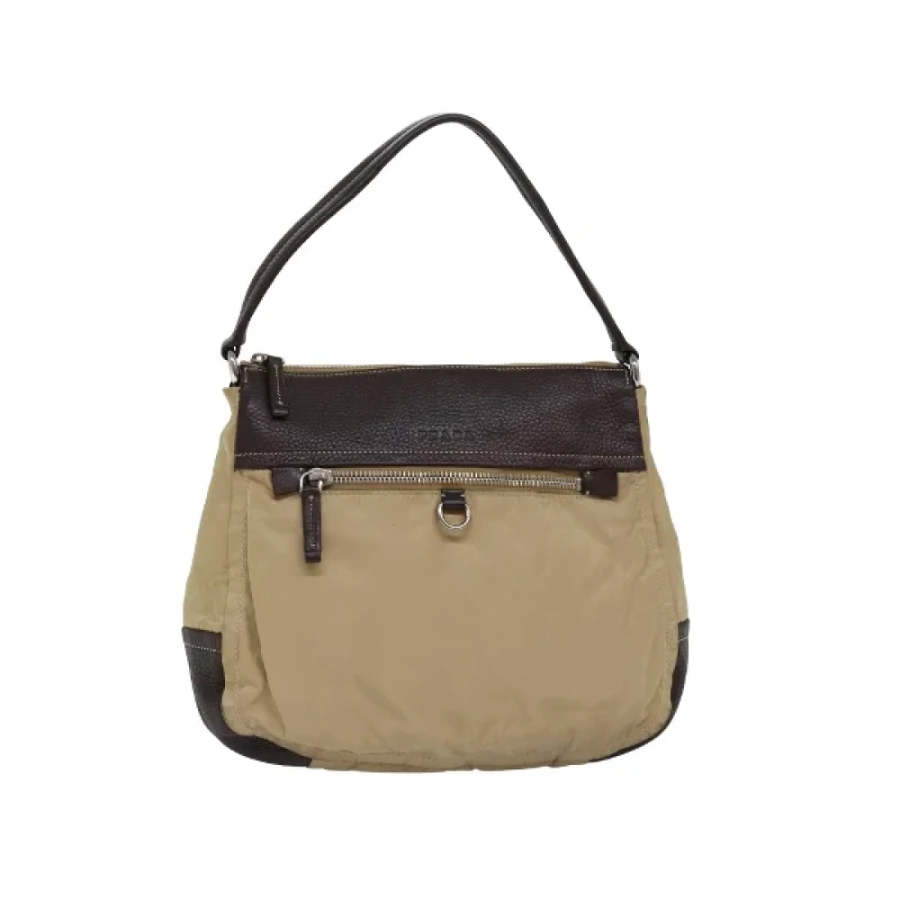 Prada Vintage Pre-owned Nylon prada-bags Beige Dames