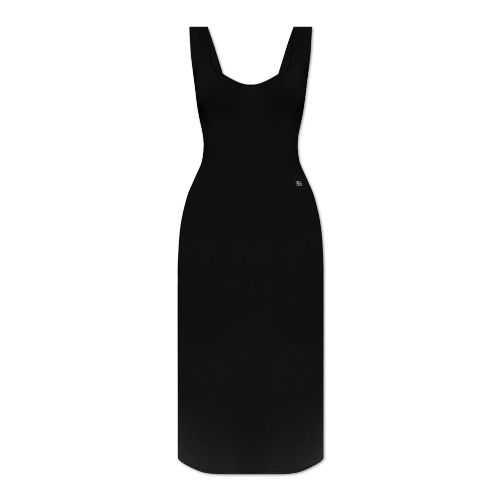 Dolce & Gabbana Zwarte Scoop Neck Jurk Black Dames