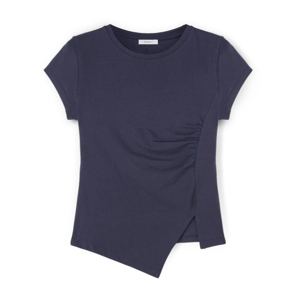 Motivi Asymmetrisch T-shirt met split Blue Dames