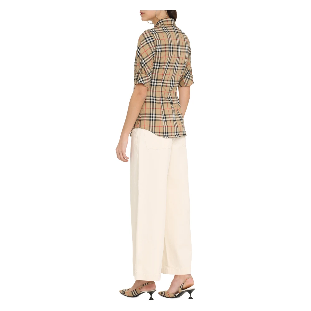 Burberry Geruite katoenen overhemd Beige Dames