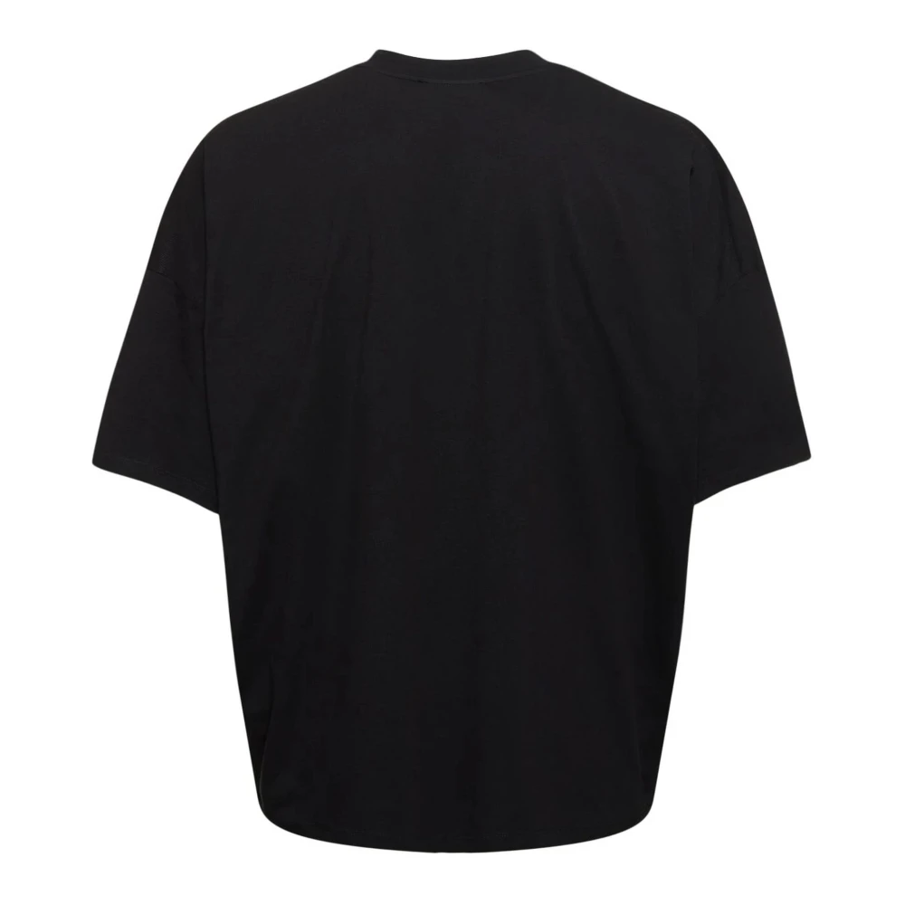Jil Sander Zwarte zijden T-shirt met ritssluiting Black Heren