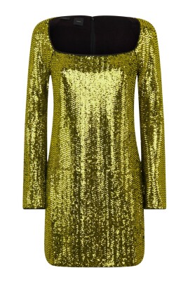 green emerald velvet dress Pinko One-Shoulder Dress / Yellow main image 0