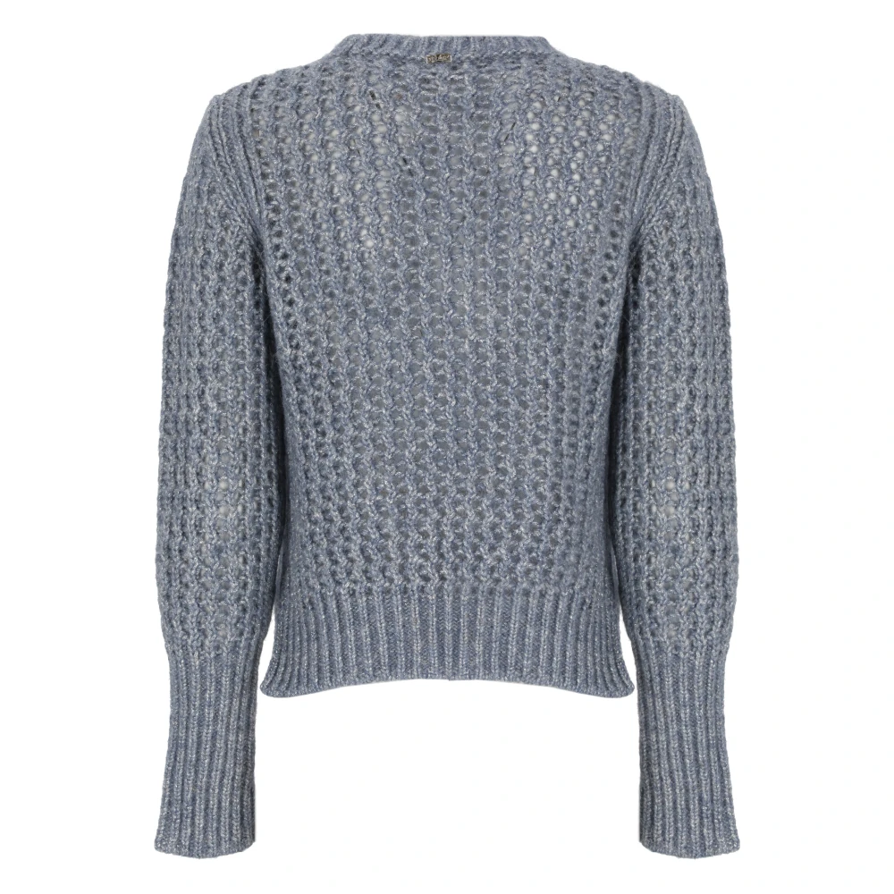 Herno Blauwe Alpaca Trui met Kantpatroon Blue Dames