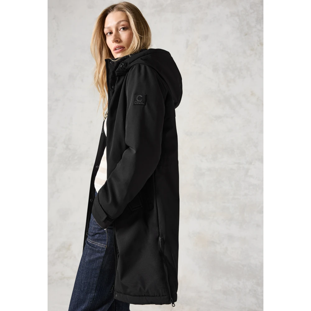 cecil Sportieve Parka met Afneembare Capuchon Black Dames