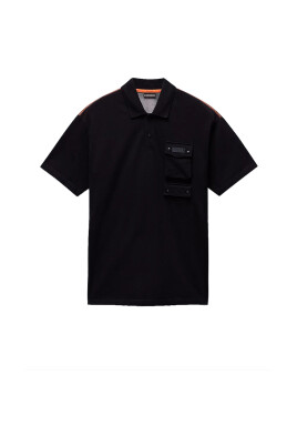 polo-noir-a-boutons-pression