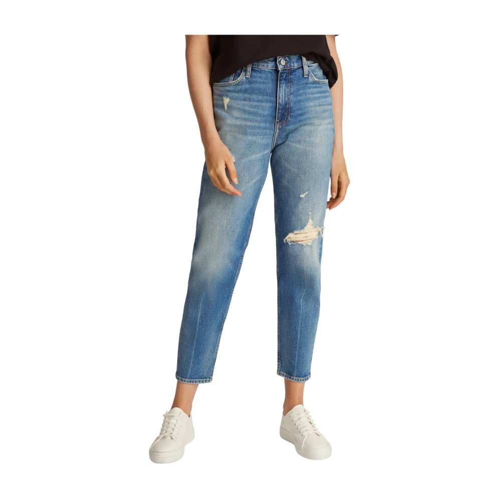 Calvin Klein Blauwe Mom Fit Tapered Leg Jeans Blue Dames