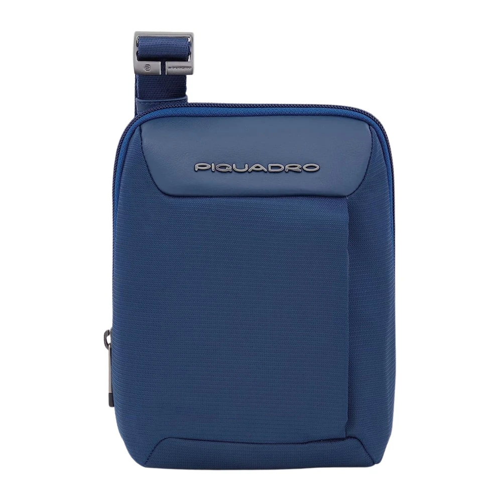 Piquadro Men's Blue Messenger Bags, One Size, Fabric And Leather Crossbody Bag