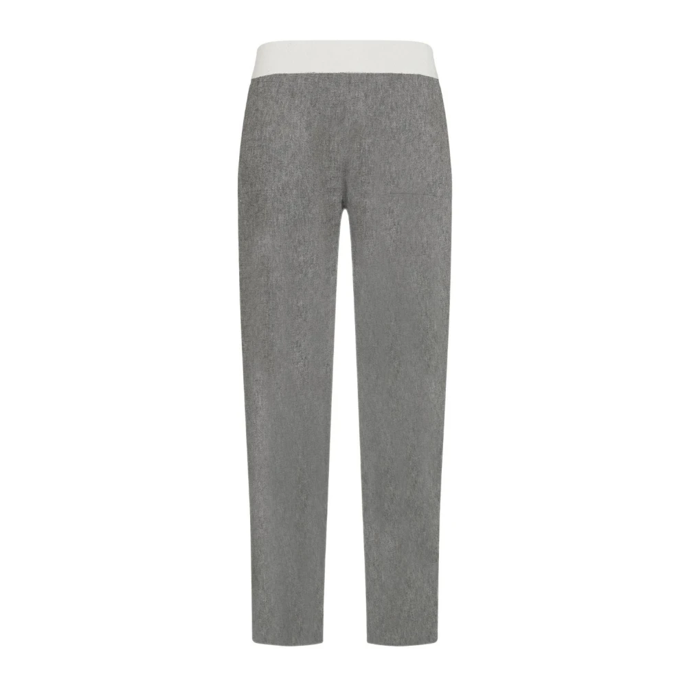 Deha Women's Gray Straight Trousers, Xl, Elastic Waist Viscose Blend Trousers