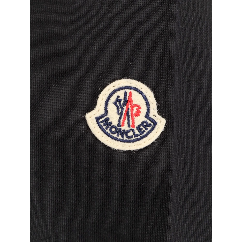 Moncler Biologisch Katoenen T-shirt met Geborduurd Logo Black Dames