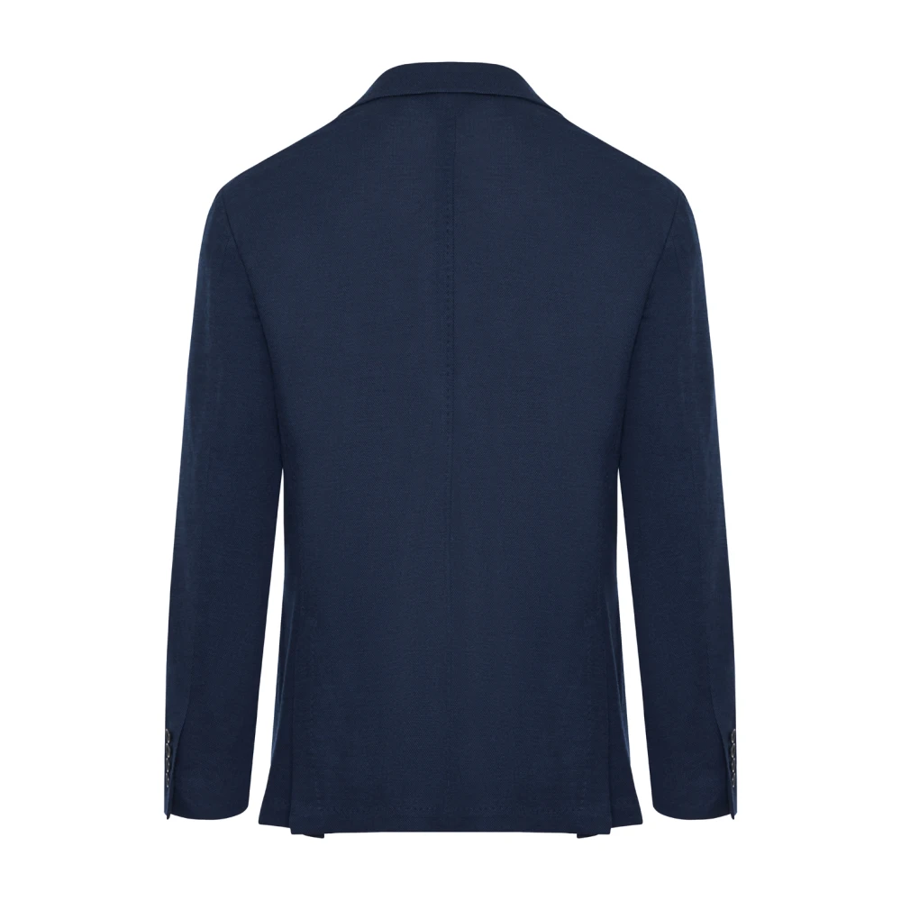 Canali Katoenen Blend Jas met Zakken Blue Heren