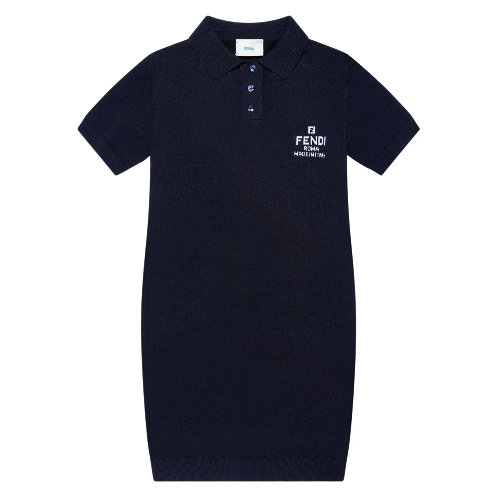 Fendi Logo Dress - Female - Dresses - Blue - 6 Y - Kids