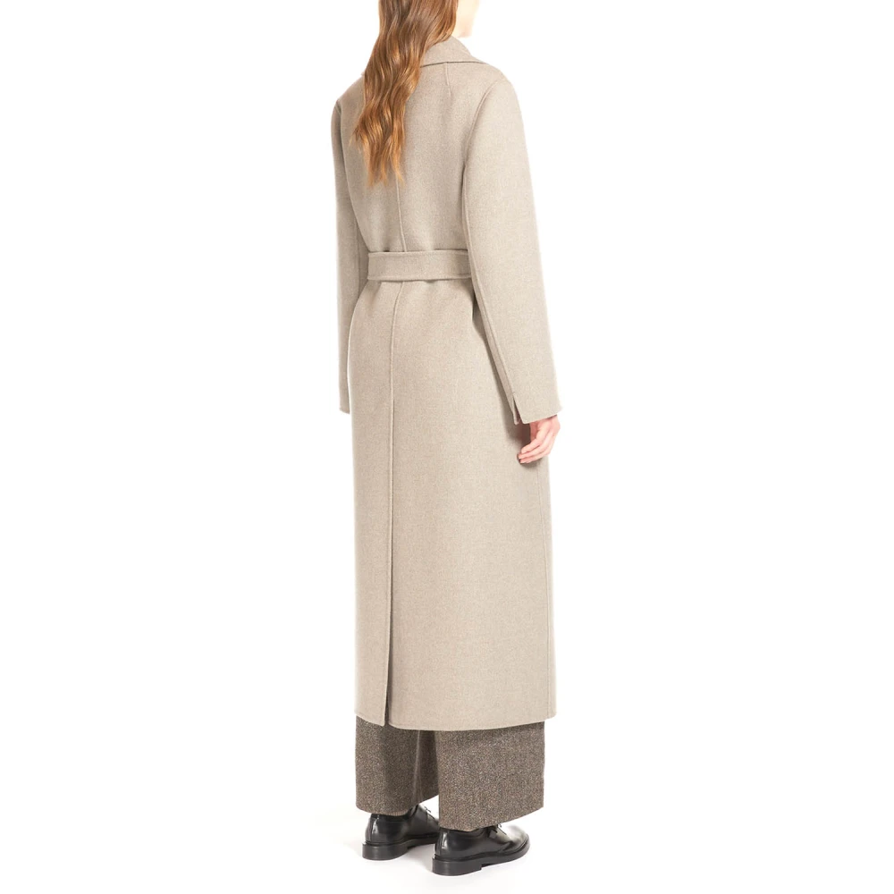 Max Mara Handgemaakte lange wollen jas met brede reverskraag Beige Dames
