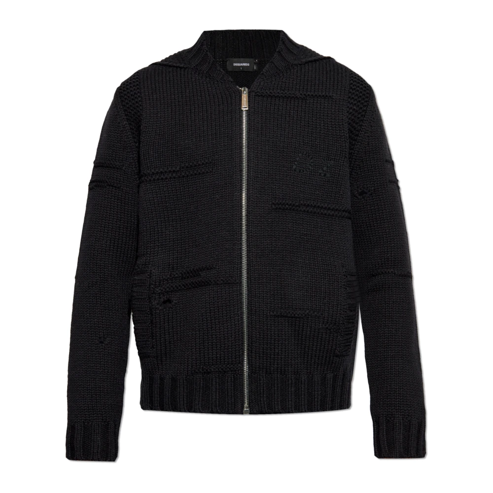 Dsquared2 Zwarte Gebreide Zip-Up Vest Aw24 Black Heren