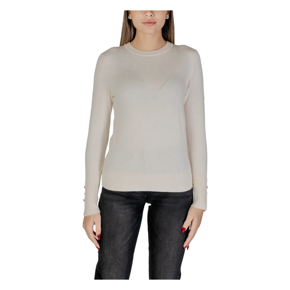 Jacqueline de Yong Gezellige Woltrui Pullover Sweater White Dames
