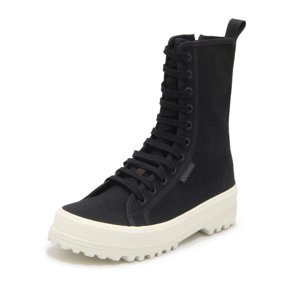 Superga Women's Black Lace-Up Boots, 7 Uk, 2641 Alpina High