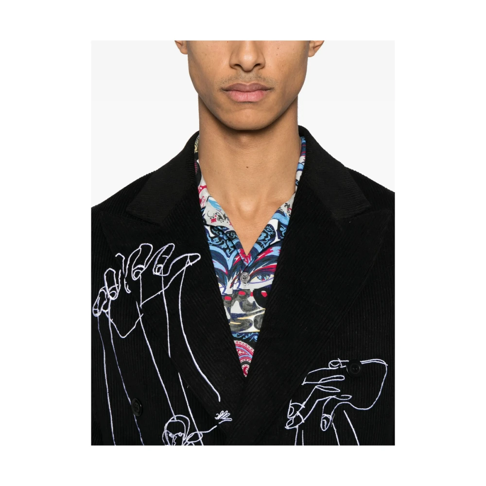 KidSuper Studios Zwarte double-breasted jas met zakken Black Heren