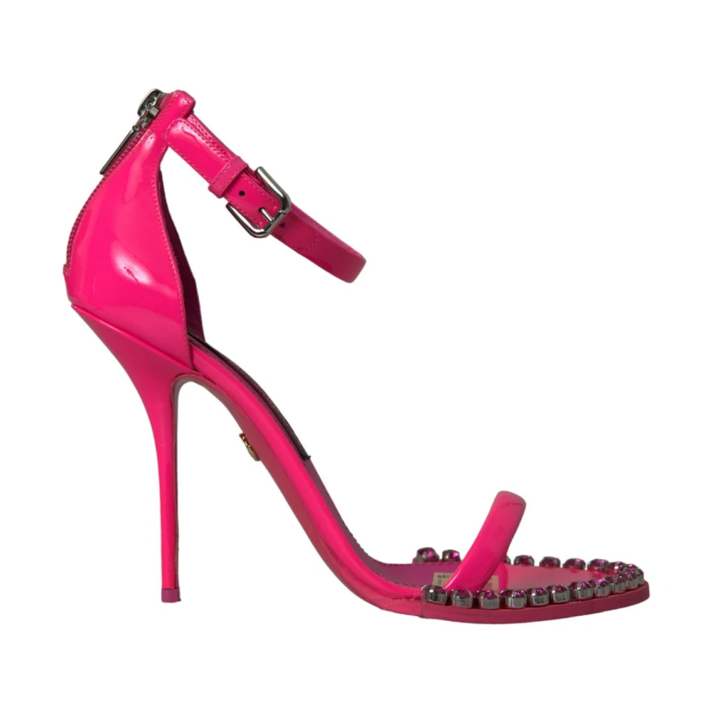 Dolce & Gabbana Women's Pink Ankle Strap Heeled Sandals