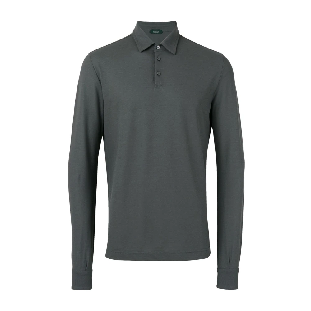 Zanone Men's Gray Polo Shirts, 2XL, Icecotton Short-Sleeve Polo
