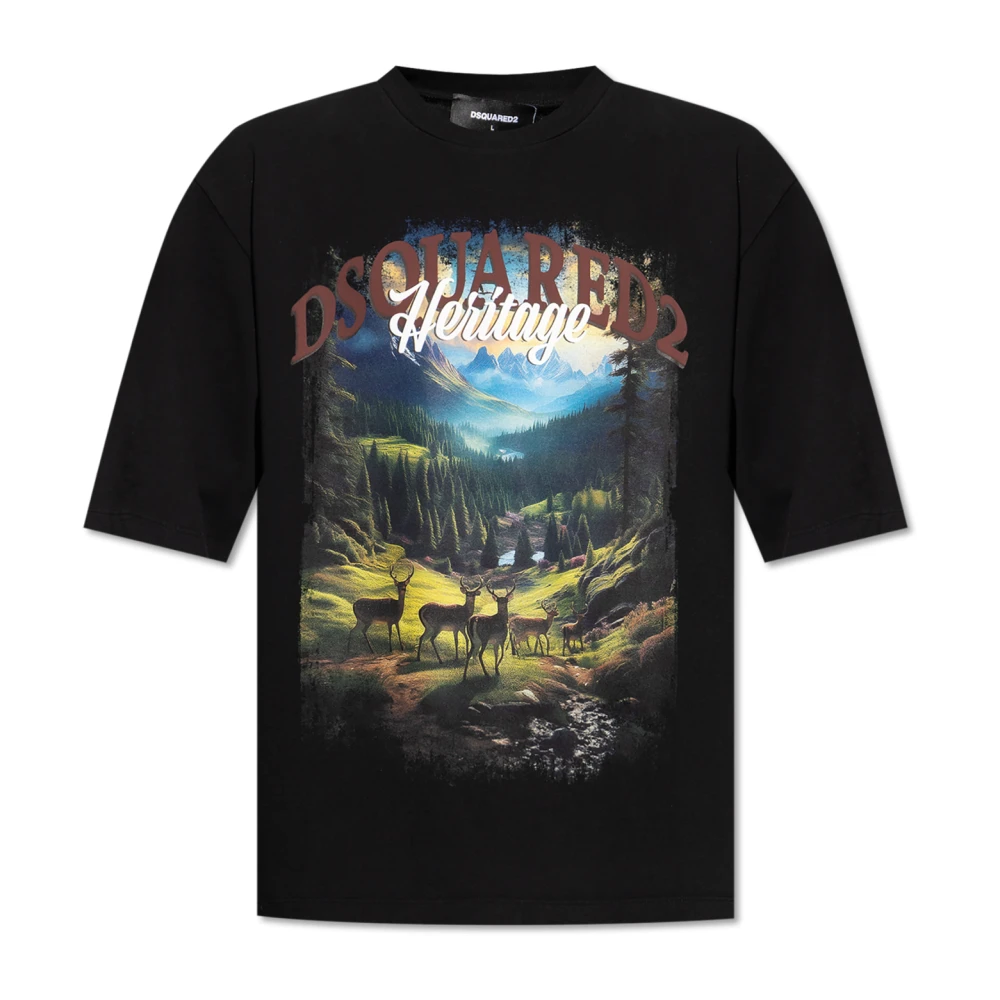Dsquared2 T-Shirt With Print - Male - T-Shirts - Black - S - Tops