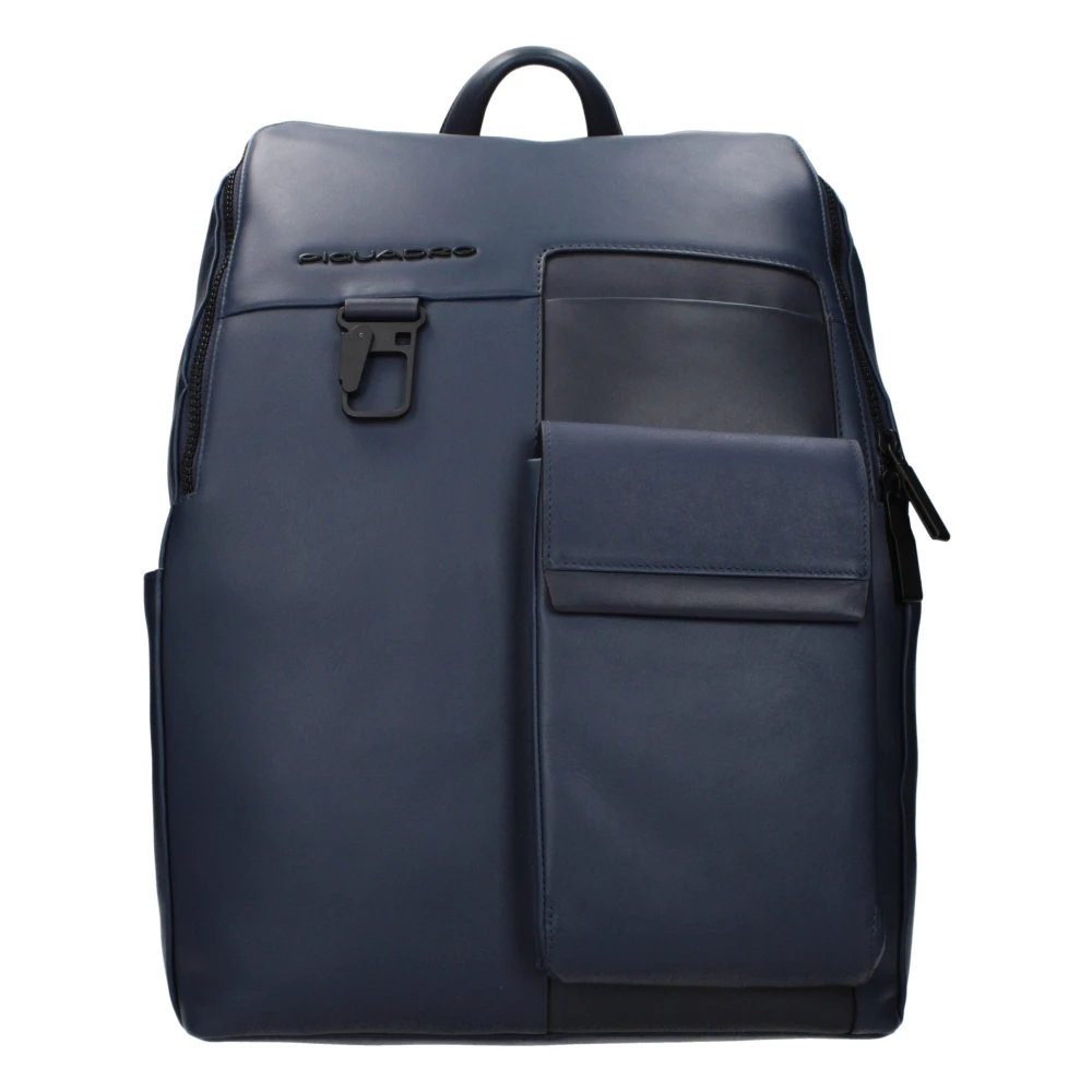 Piquadro Blue Leather Backpack - Image 2