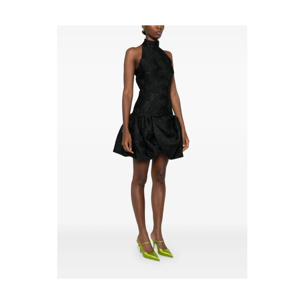 Rotate Birger Christensen Floral Jacquard Mouwloze Jurk Black Dames