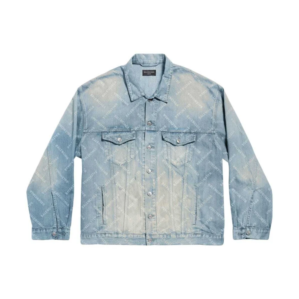 Oversized Denimjakke med Logo Print