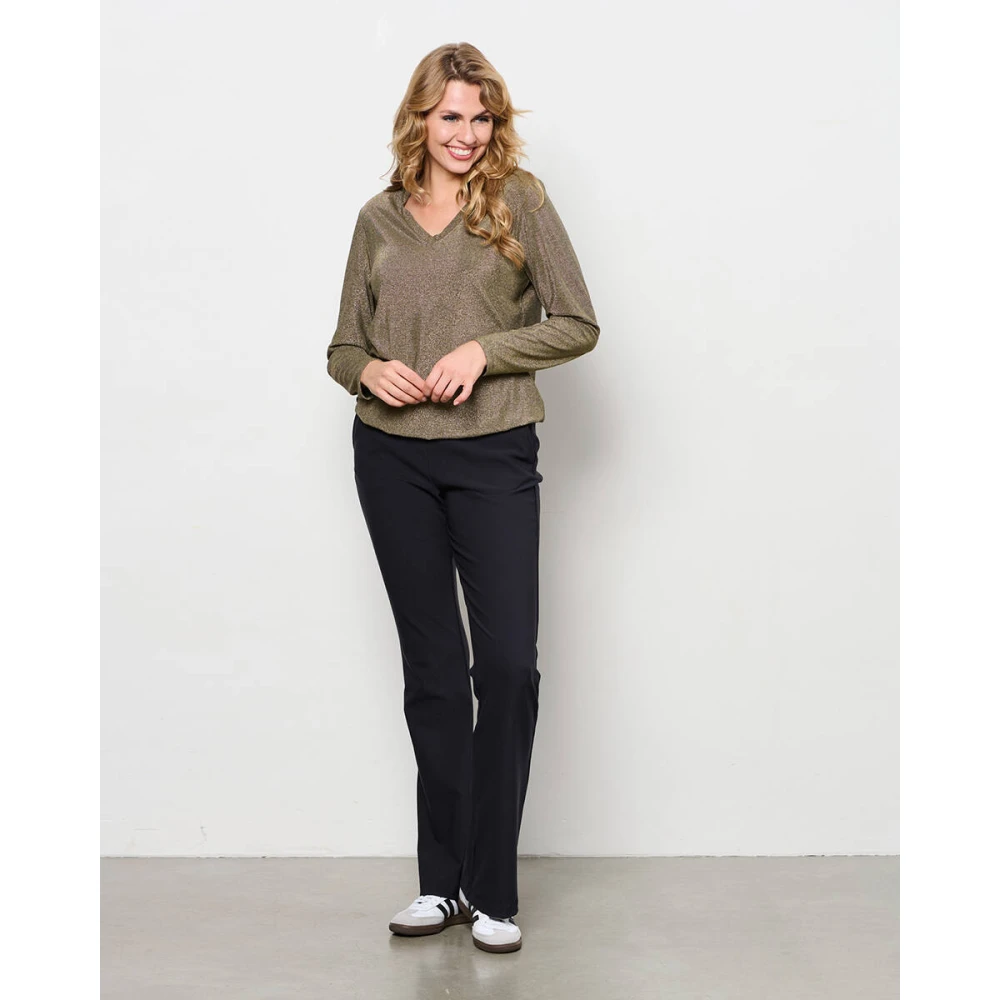 &Co Woman Lurex Longsleeve Top Vieve Yellow Dames