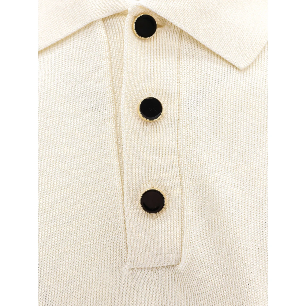 Lardini Witte T-shirt met korte mouwen en geëmailleerde knoopsluiting White Heren
