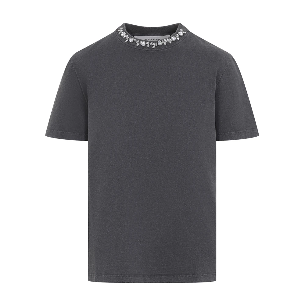 Golden Goose Women's Gray Embroidered T-Shirt For Stylish Look - T-Shirts - M - Tops