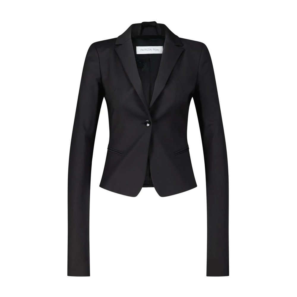 Patrizia Pepe Damen Schwarz Taillierter Blazer Im Klassischen Design