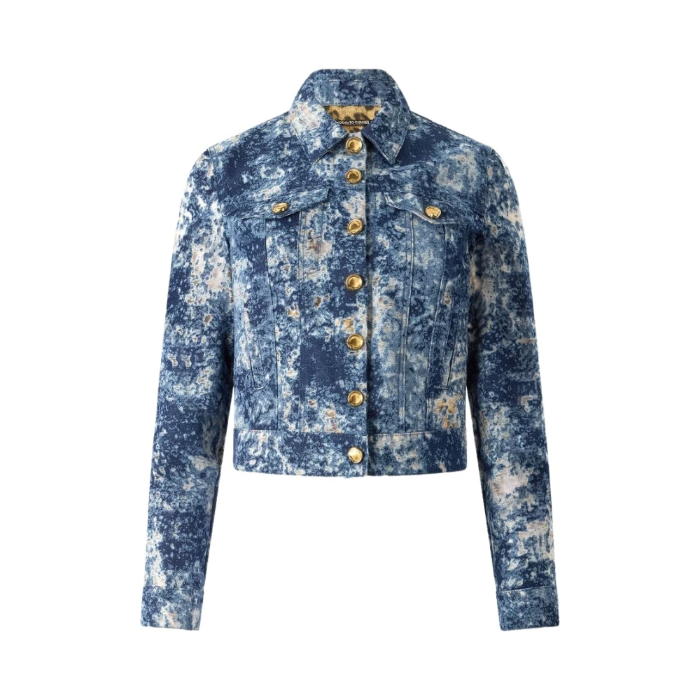 Roberto Cavalli Women's Blue Denim Jacket With Discoloration