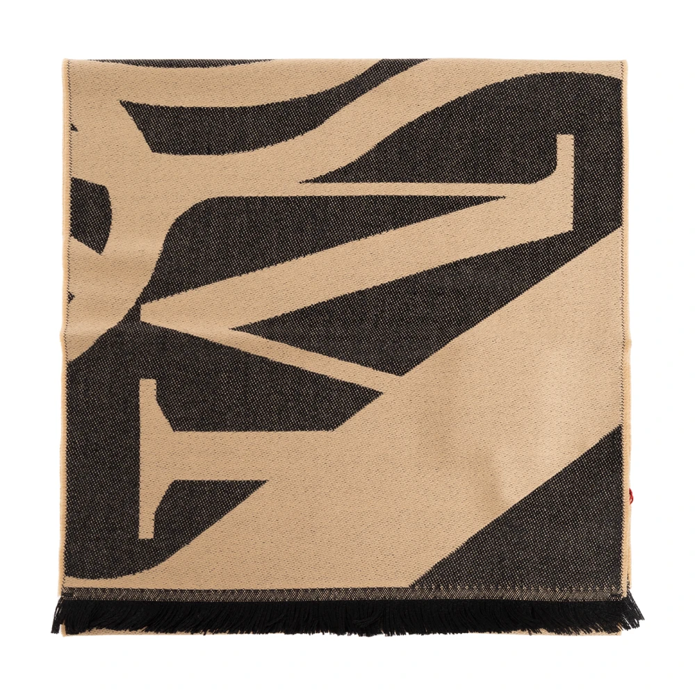 Alexander mcqueen Wollen sjaal met logo Beige Heren