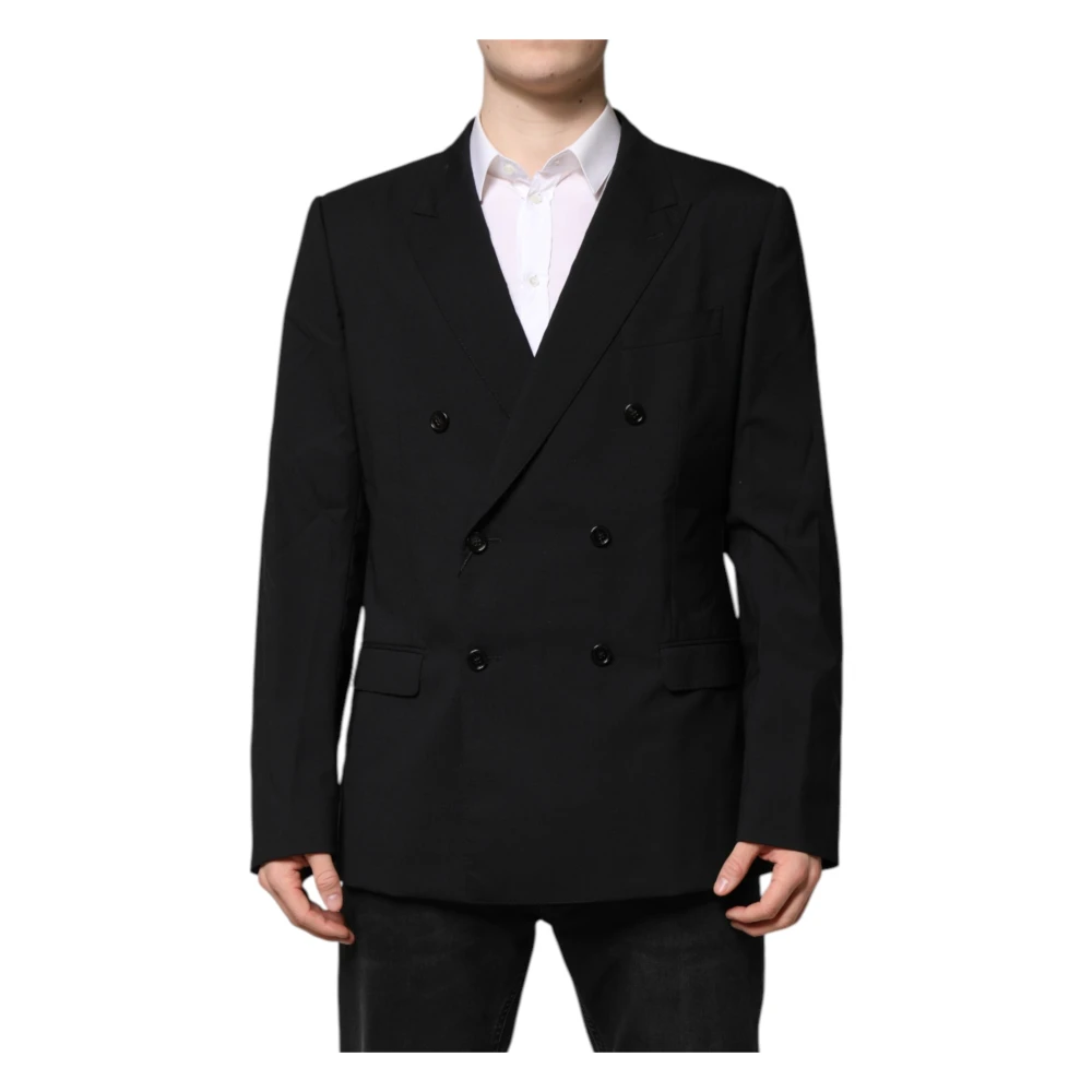 Dolce & Gabbana Men's Black Blazers, 2XL, Martini Double Breasted Suit Jacket