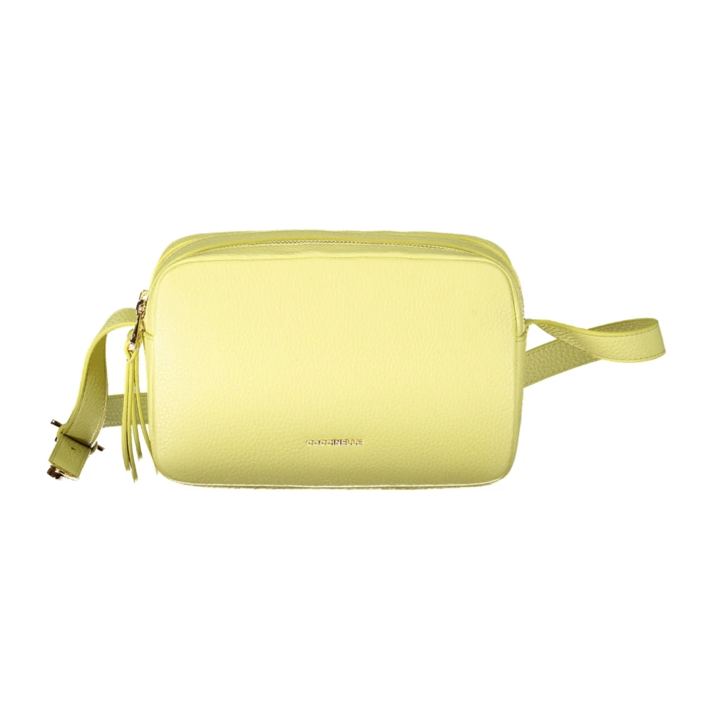 Coccinelle Gele Leren Schoudertas met Verstelbare Band Yellow Dames