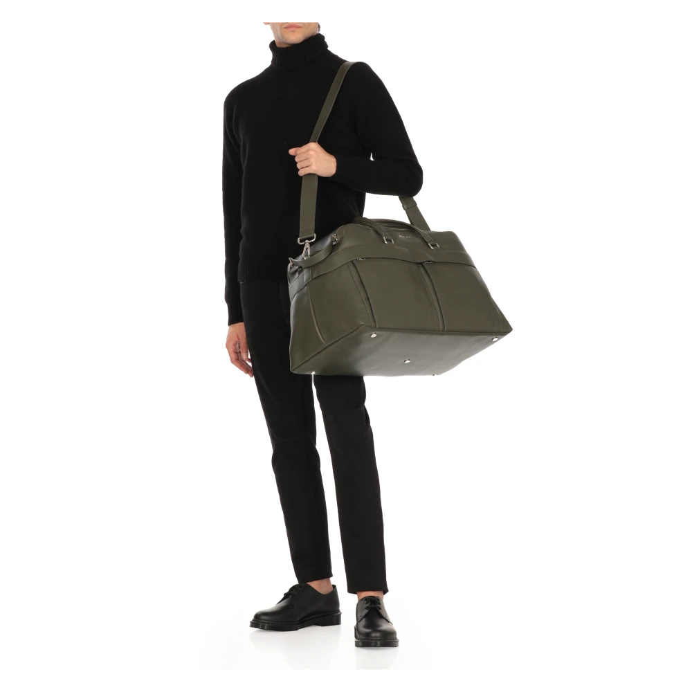 Orciani Groene Pebble Leren Duffeltas Green Heren
