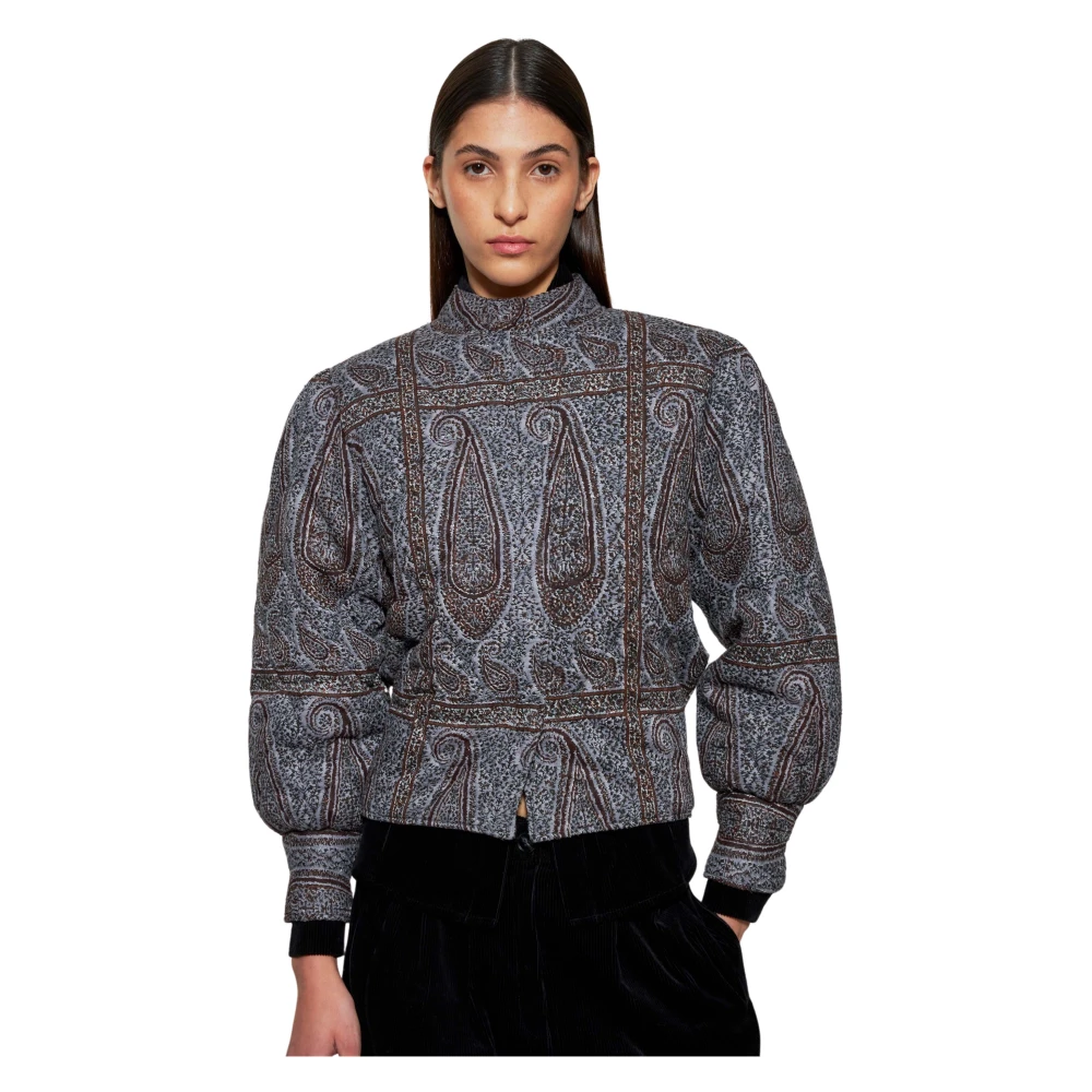 Antik batik Hida gewatteerde print jas Gray Dames