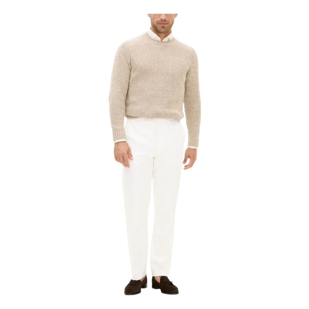 Oscar Jacobson Stijlvol Beige Ronde hals Sweater Beige Heren