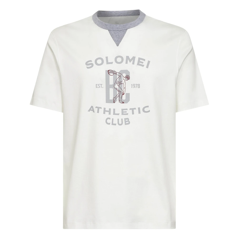 Brunello Cucinelli White Cotton Jersey T-Shirt With Print - Male - T-Shirts - M - Tops