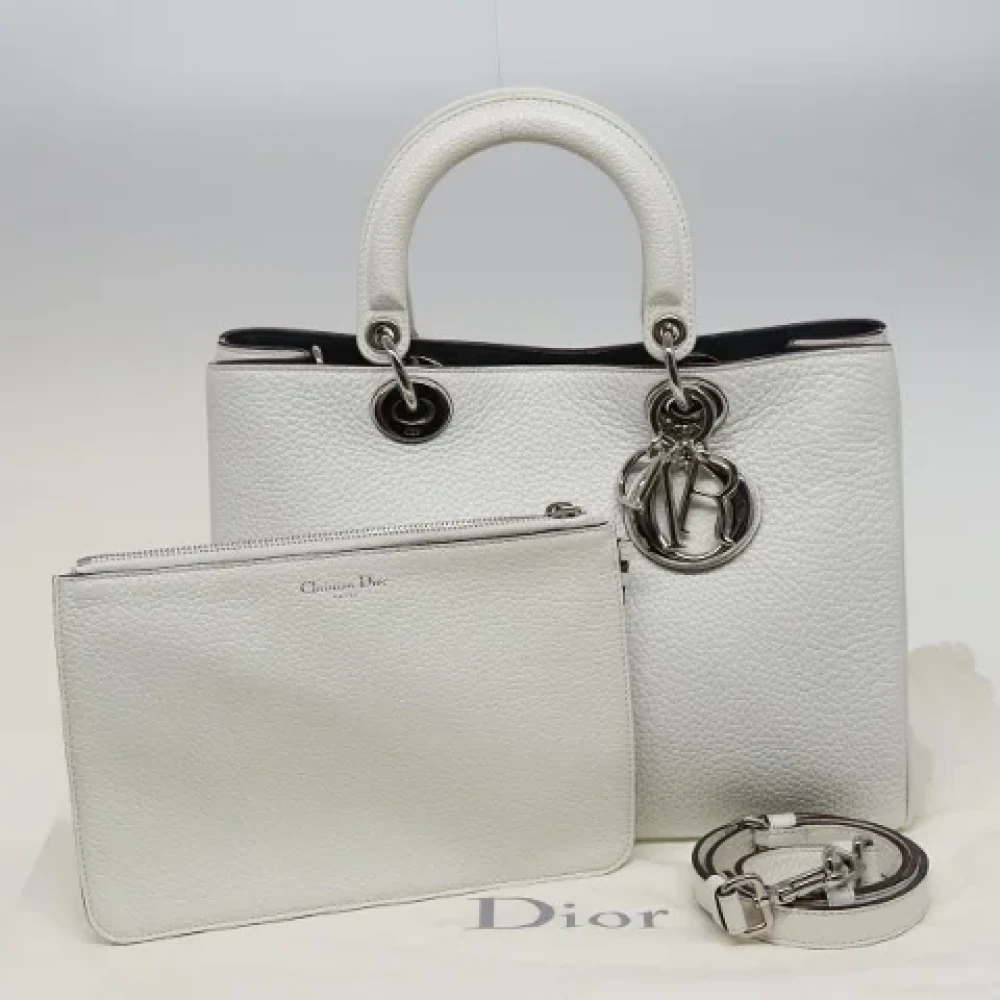 Dior Vintage Pre-owned Leather handbags White Dames