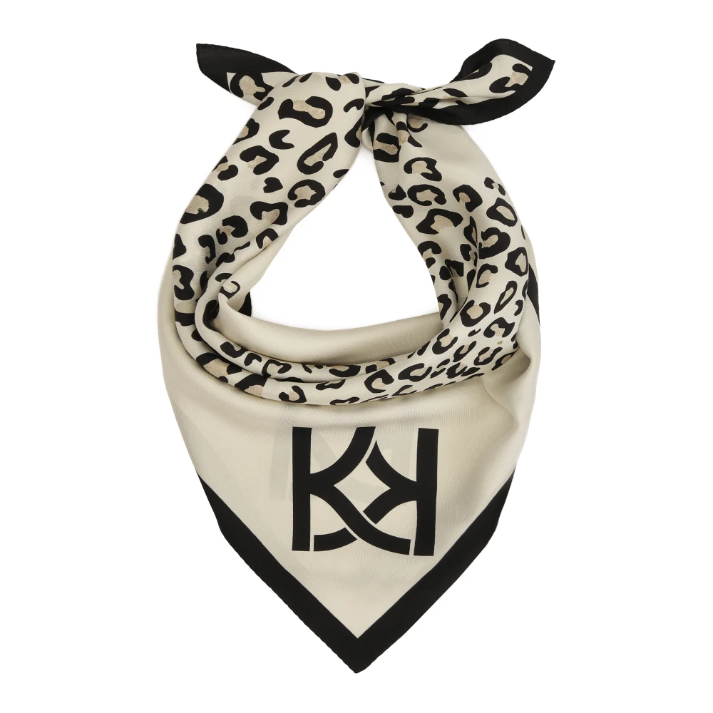 Kazar Zijden sjaal met luipaardprint Beige Dames