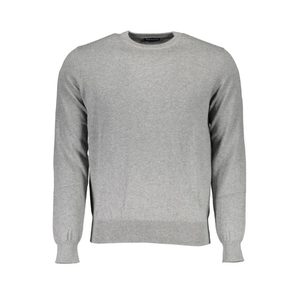 North Sails Men's Gray Round-Neck Knitwear,, Cotton Jumper With Embroidery 2XL