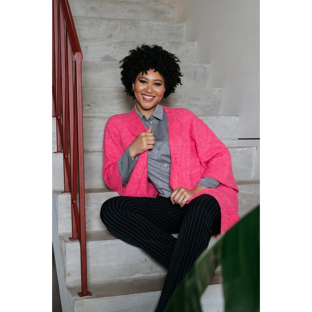 &Co Woman Lange gebreide trui Pink Dames