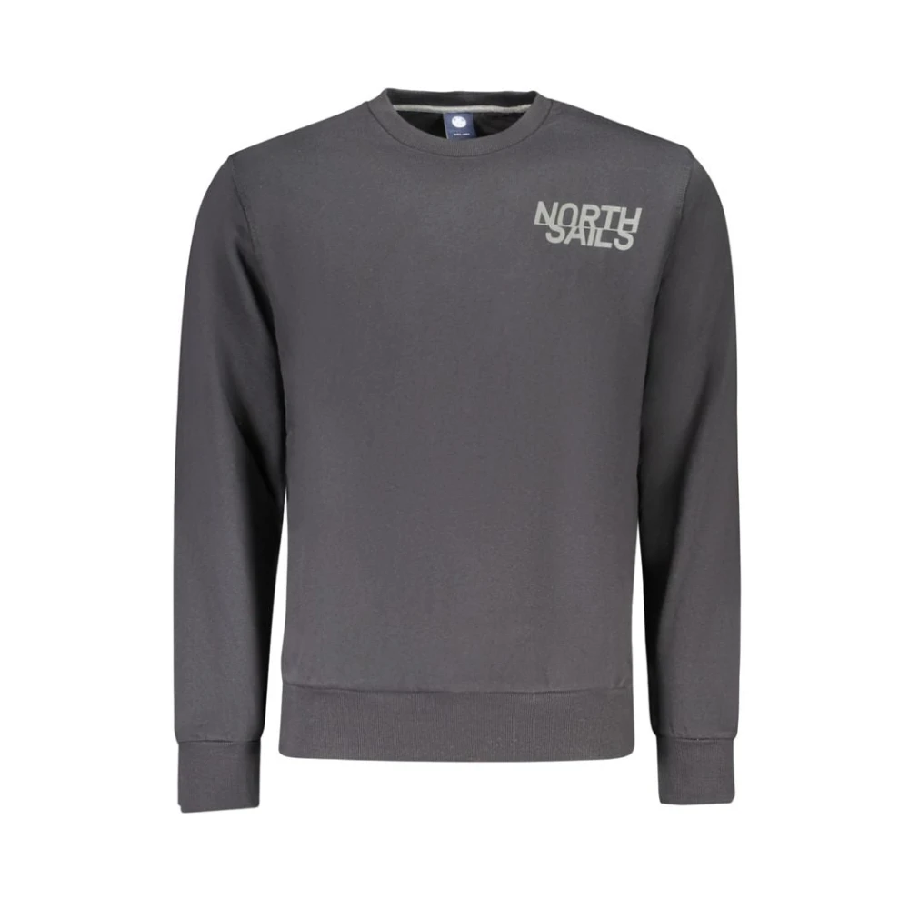 North Sails Men's Black Sweatshirts, M, Cotton Sweatshirt With Print Logo
