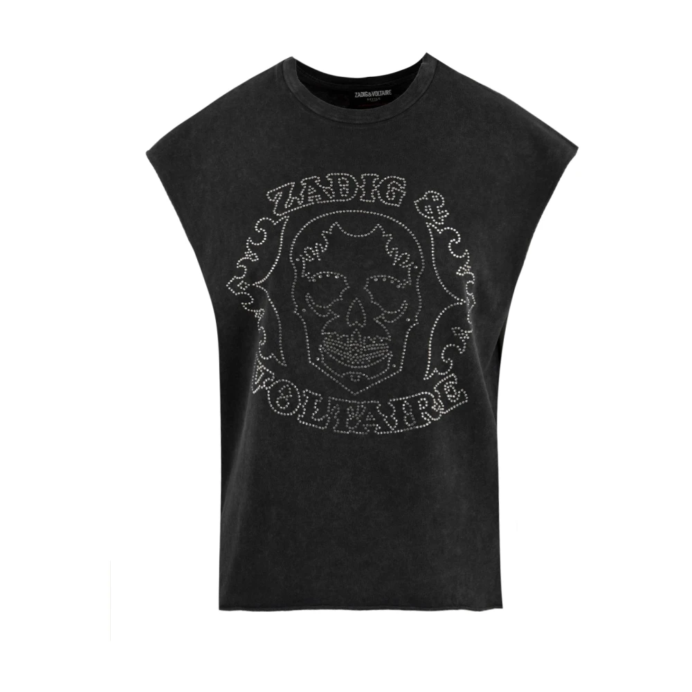 Zadig & Voltaire Women's Black Cloe Hc Skull Strass Tank