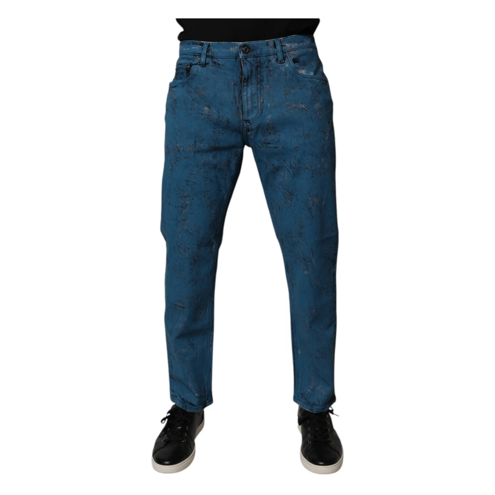 Dolce & Gabbana Men's Blue Tie Dye Skinny Denim Jeans