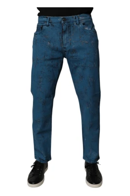 Blå Tie Dye Skinny Denim Jeans