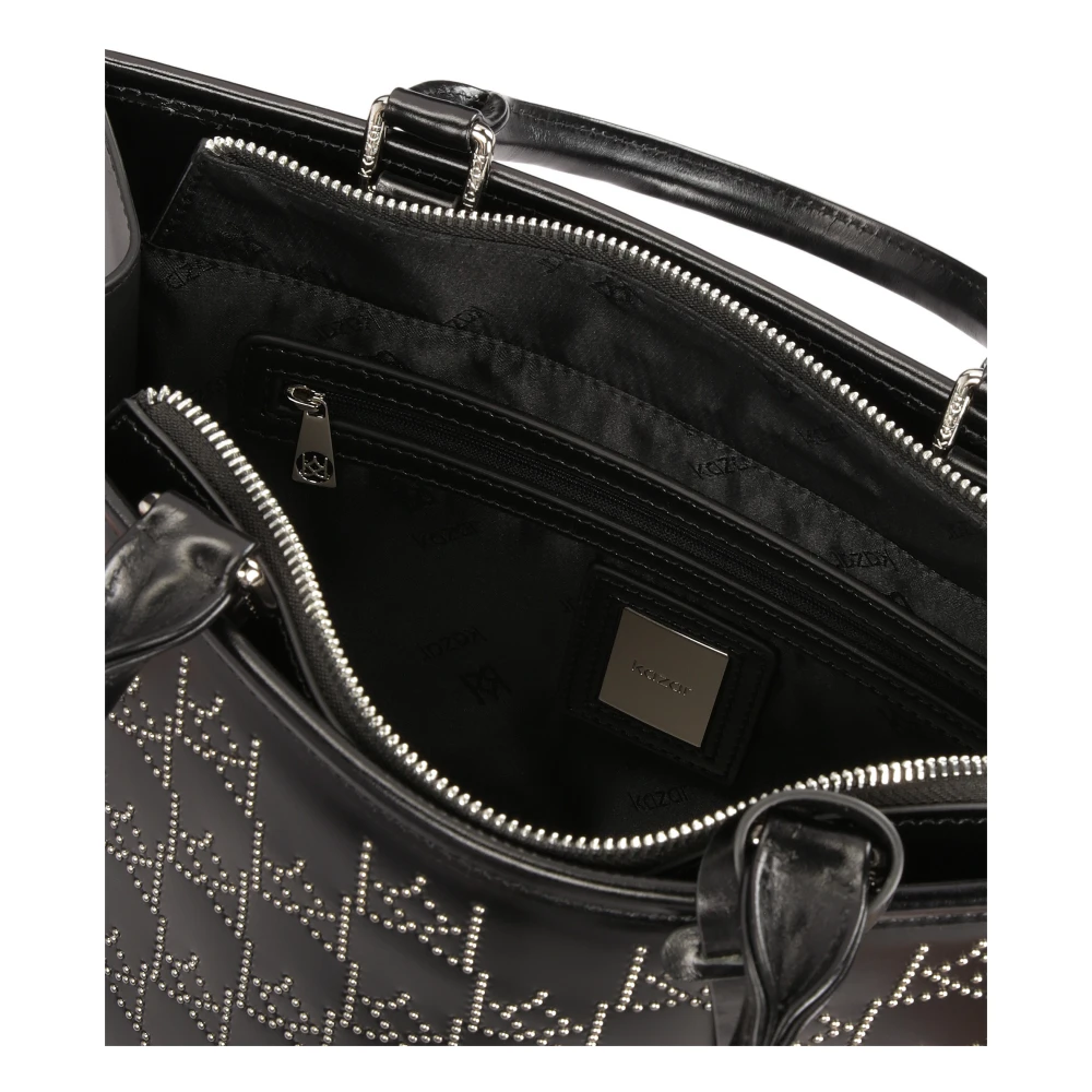 Kazar Grote handtas met gestippelde metalen monogrammen Black Dames